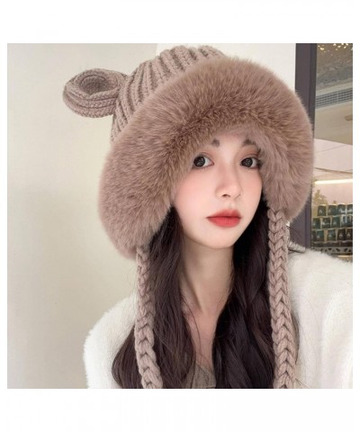 Women's Winter Plush Knitted hat, Warm Beanie Knitted Skull Earflaps Woolen Double Layer Beanie hat Dahong Medium $8.39 Skull...