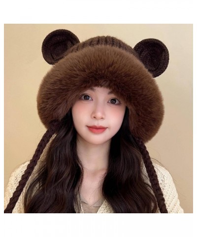 Women's Winter Plush Knitted hat, Warm Beanie Knitted Skull Earflaps Woolen Double Layer Beanie hat Dahong Medium $8.39 Skull...