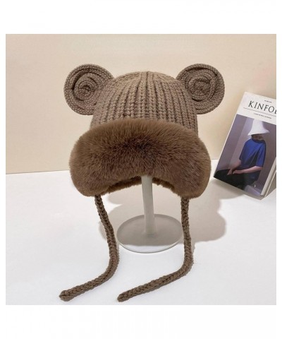 Women's Winter Plush Knitted hat, Warm Beanie Knitted Skull Earflaps Woolen Double Layer Beanie hat Dahong Medium $8.39 Skull...