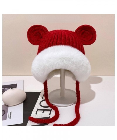 Women's Winter Plush Knitted hat, Warm Beanie Knitted Skull Earflaps Woolen Double Layer Beanie hat Dahong Medium $8.39 Skull...