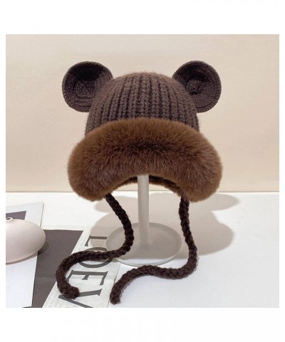 Women's Winter Plush Knitted hat, Warm Beanie Knitted Skull Earflaps Woolen Double Layer Beanie hat Dahong Medium $8.39 Skull...