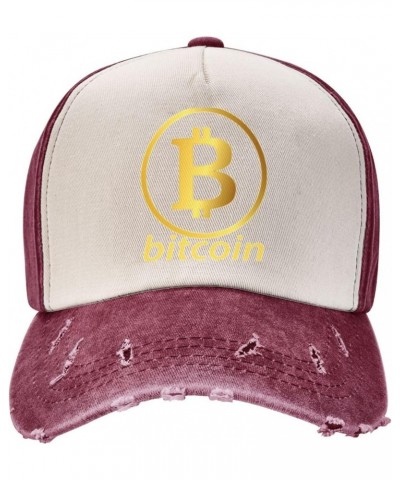 Bitcoin Maximalist Symbol Logo Cryptocurrency Vintage Denim Dad Hat - Premium Contrast Baseball Cap $16.13 Baseball Caps