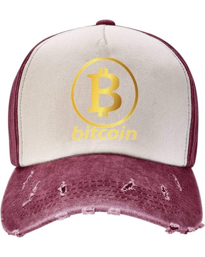 Bitcoin Maximalist Symbol Logo Cryptocurrency Vintage Denim Dad Hat - Premium Contrast Baseball Cap $16.13 Baseball Caps