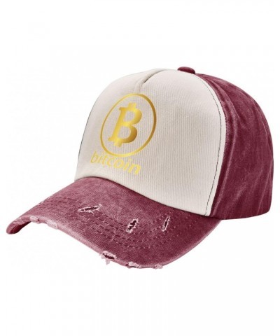 Bitcoin Maximalist Symbol Logo Cryptocurrency Vintage Denim Dad Hat - Premium Contrast Baseball Cap $16.13 Baseball Caps