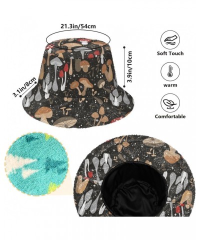 Black Cartoon Mushroom Bucket Hat for Women Men Packable Bucket Hat Unisex Fishing Cap for Daily Travel Fall Winter $11.49 Bu...