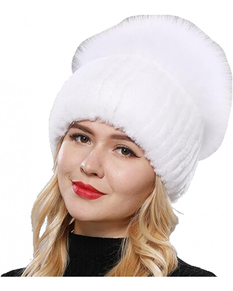 Women Winter Hat Knitted Hat Top Natural Cap Beanies Hat White $11.66 Skullies & Beanies