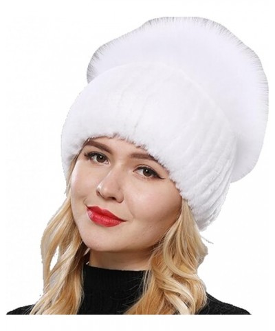 Women Winter Hat Knitted Hat Top Natural Cap Beanies Hat White $11.66 Skullies & Beanies