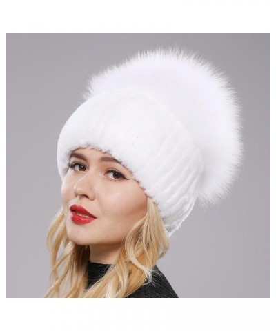 Women Winter Hat Knitted Hat Top Natural Cap Beanies Hat White $11.66 Skullies & Beanies