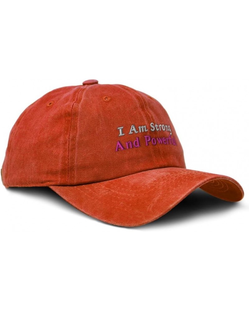 Soft Washed Baseball Cap I Am Strong and Powerful Cotton Dad Hats for Men & Women Orange $13.72 Baseball Caps