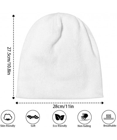 Women and Men Beanie Hat for Winter Soft Thick Warm Slouchy Knit Skull Cap Polka Dot Theme Print Blue Plaid $10.91 Skullies &...