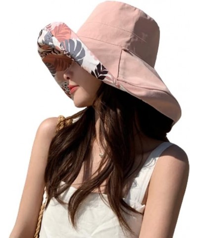 Reversible Wide Brim Bucket Hat for Women UV Protection Cotton Fisherman Cap Packable Summer Beach Sun Hat Pink $9.59 Bucket ...