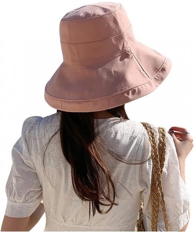 Reversible Wide Brim Bucket Hat for Women UV Protection Cotton Fisherman Cap Packable Summer Beach Sun Hat Pink $9.59 Bucket ...