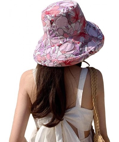 Reversible Wide Brim Bucket Hat for Women UV Protection Cotton Fisherman Cap Packable Summer Beach Sun Hat Pink $9.59 Bucket ...