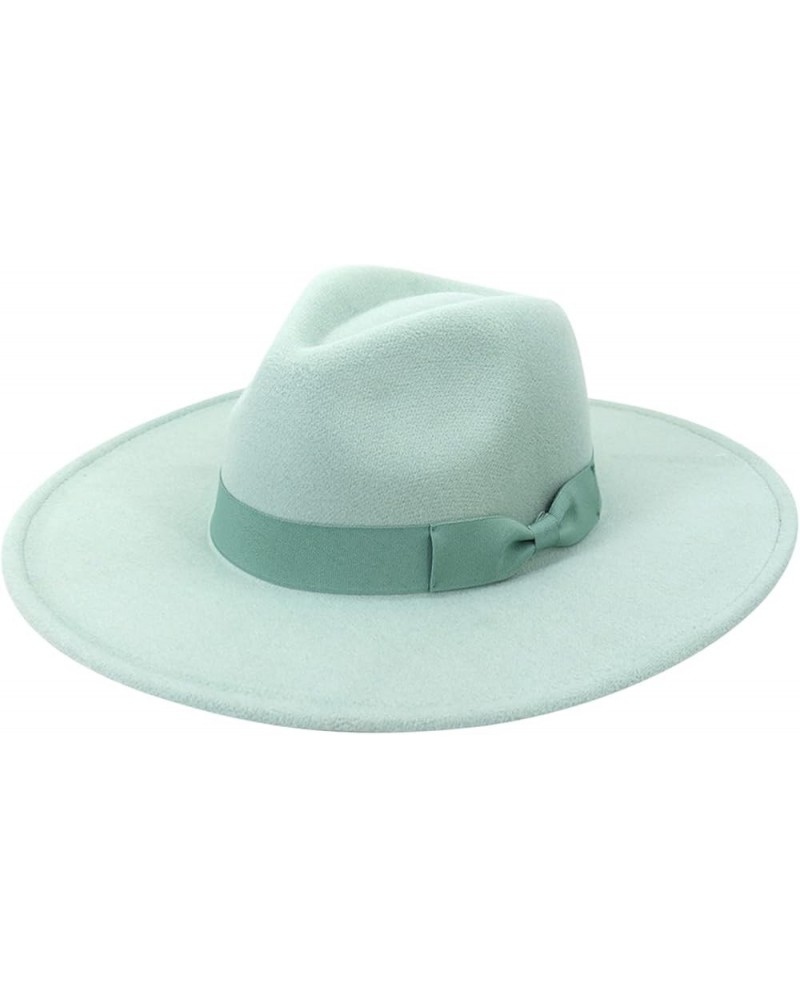 Wool Fedora Hats for Men Women Wide Brim Felt Panama Hat Light Blue $10.61 Fedoras