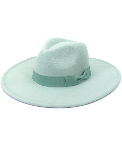 Wool Fedora Hats for Men Women Wide Brim Felt Panama Hat Light Blue $10.61 Fedoras