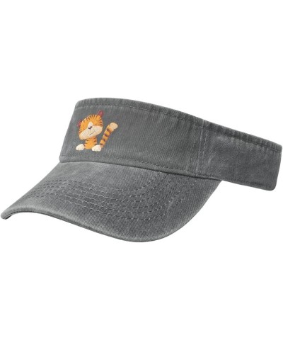 Cartoon Style Tiger Sun Visor Hats for Women Men Adjustable Sports Sun Hats Golf Cap Gray $11.58 Visors