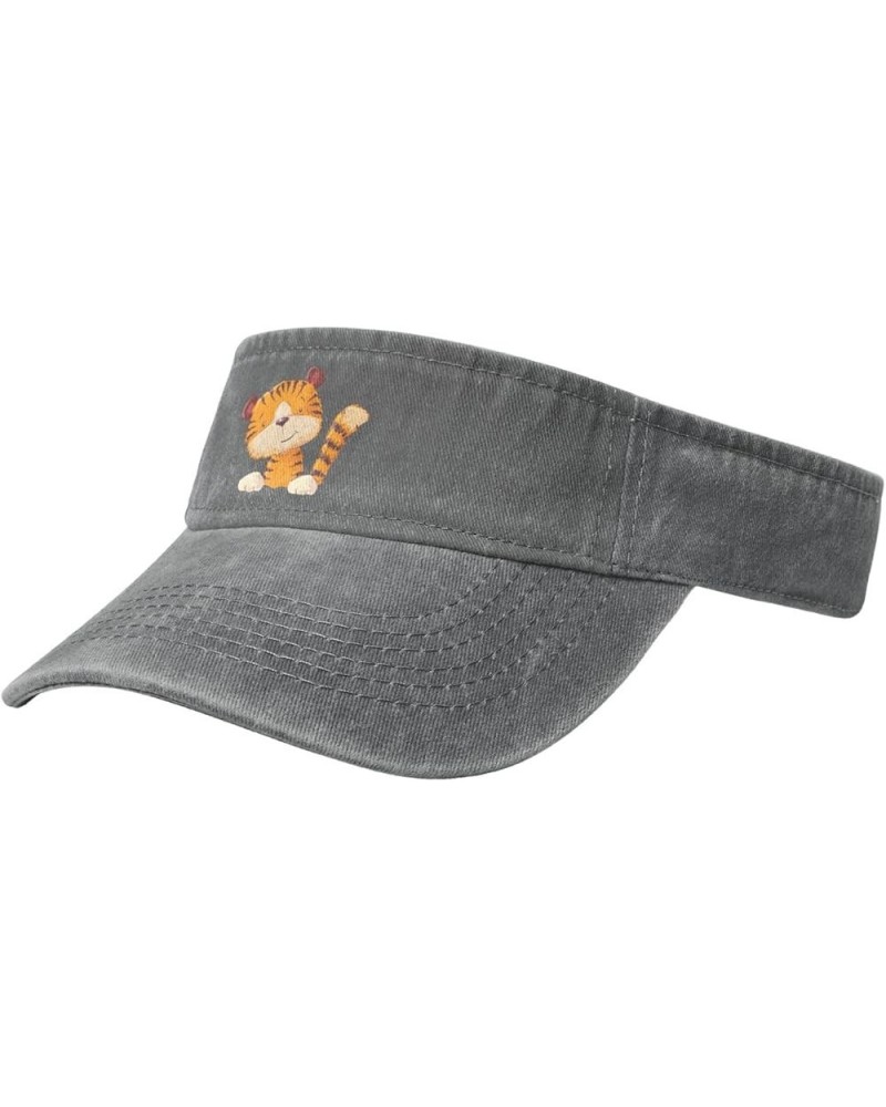 Cartoon Style Tiger Sun Visor Hats for Women Men Adjustable Sports Sun Hats Golf Cap Gray $11.58 Visors