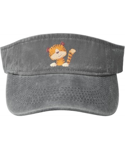 Cartoon Style Tiger Sun Visor Hats for Women Men Adjustable Sports Sun Hats Golf Cap Gray $11.58 Visors