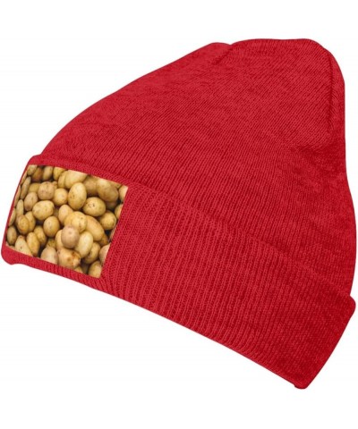 Garden Potatoes Print Beanie Hats for Women Men Warm Knit Hat Winter Knitted Beanie Stretch Fashion Cap Red $11.20 Skullies &...