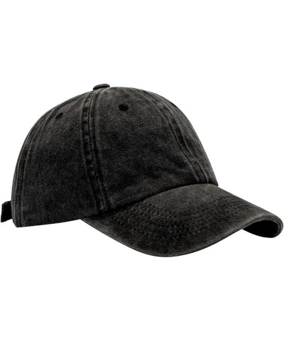 Distressed Dad Hat Sports Caps for Men Women Unisex Vintage Washed Plain Blank Baseball Cap for Outdoor Sports Black $7.97 Sk...