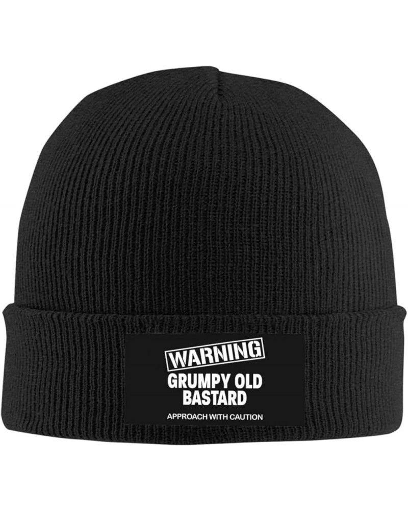 Warning Grumpys Old Bastards Approachs with Caution Beanie Hat Women Knitted Hat Skull Cap Men Knit Slouchy Hat Black Black $...