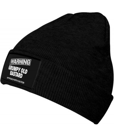 Warning Grumpys Old Bastards Approachs with Caution Beanie Hat Women Knitted Hat Skull Cap Men Knit Slouchy Hat Black Black $...