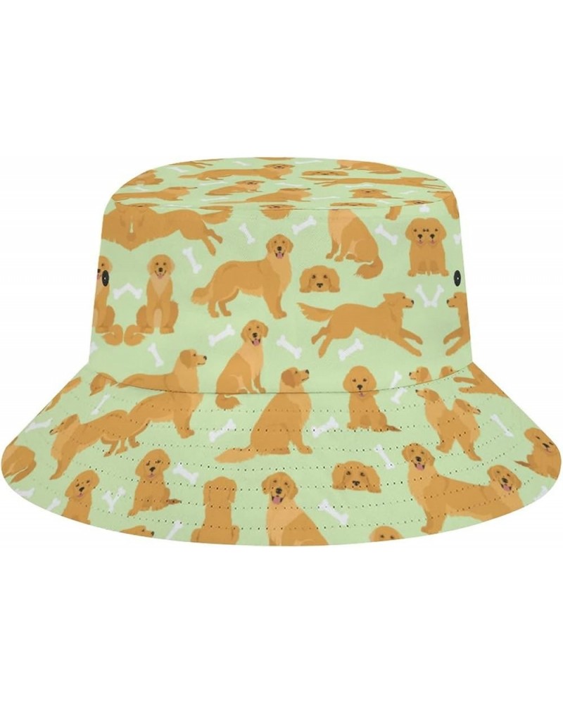 Dog Golden Retriever Bucket Hat Retro Print Beach Travel Sunscreen Sun Hat Teenage Men and Women General Dog Golden Retriever...