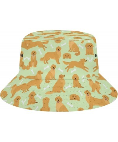 Dog Golden Retriever Bucket Hat Retro Print Beach Travel Sunscreen Sun Hat Teenage Men and Women General Dog Golden Retriever...