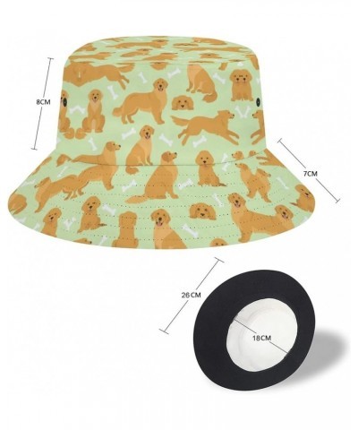 Dog Golden Retriever Bucket Hat Retro Print Beach Travel Sunscreen Sun Hat Teenage Men and Women General Dog Golden Retriever...