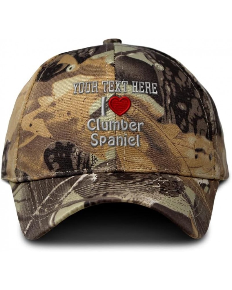 Custom Camo Baseball Cap I (Love) Clumber Spaniel Red Heart Pet Lovers Cotton Forest Tree Khaki Personalized Text Here $17.39...