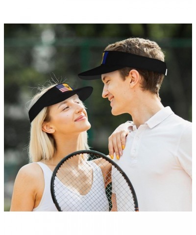 American Flag and Barbados Flag Visor Cap Sports Empty Top Hats Adjustable Sun Tennis Caps for Men Women47 Black $13.24 Visors