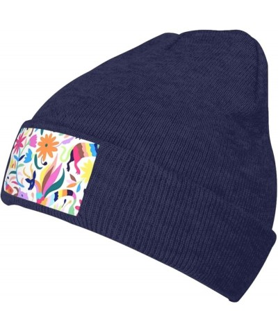 Black Knit Hat Cap Mexican Otomi Animals Picture Soft Good Elasticity Suitable for Outdoor Sports Navy Blue $9.00 Skullies & ...