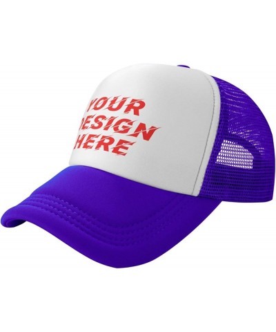 Custom Hat Your Designs Here Design Your Own Personalized Trucker Hats Mens Womens Black Purple $9.23 Baseball Caps