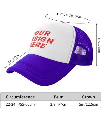 Custom Hat Your Designs Here Design Your Own Personalized Trucker Hats Mens Womens Black Purple $9.23 Baseball Caps