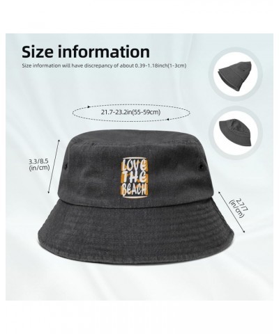 Love The Beach Bucket Hat for Women Men Summer Travel Sun Hat Outdoor Cap Funny Bucket Hats Black $10.98 Bucket Hats