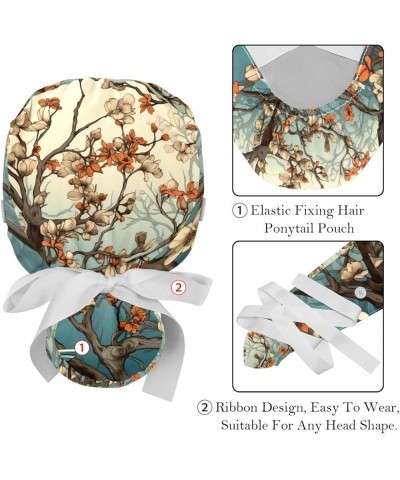 Tree Flowers 2 Pcs Scrub Cap Working Cap with Buttons One Size Adjustable Nurse Hat for Woman Man Color 5 $9.23 Skullies & Be...