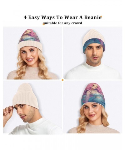 Mermaid Men/Women Winter Beanie Hat Warm and Cozy Beanie Cap Skull Hat Cuffed Beanies Knit Reversible Beanie Cap for Skiing C...