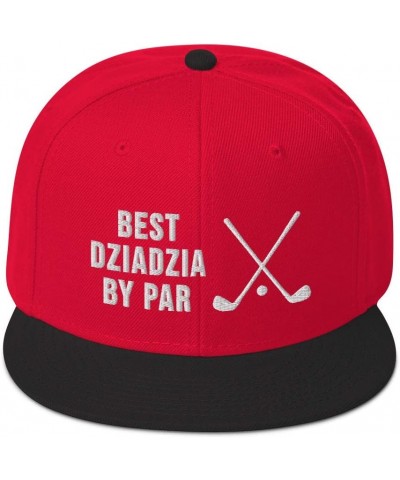 Best Dziadzia by Par, Funny Golf Grandpa Unique Snapback Hat Black / Red / Red $17.01 Baseball Caps