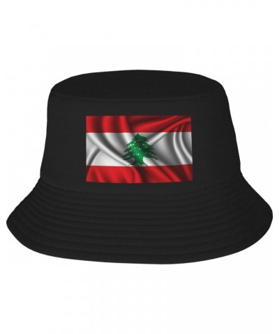 Silk Style Flag of Lebanon Bucket Hat for Men Women Outdoor Summer Beach Travel Fishing Cap Black $16.32 Bucket Hats