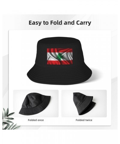 Silk Style Flag of Lebanon Bucket Hat for Men Women Outdoor Summer Beach Travel Fishing Cap Black $16.32 Bucket Hats