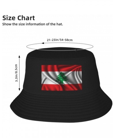 Silk Style Flag of Lebanon Bucket Hat for Men Women Outdoor Summer Beach Travel Fishing Cap Black $16.32 Bucket Hats