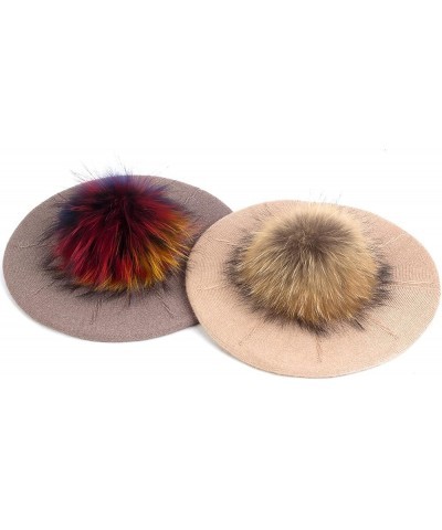 Plush Berets for Women Warm Solid Color Soft Elastic Winter Hats Girls Female Ladies Cap with Fur Pom Pom Light Gray B $17.97...