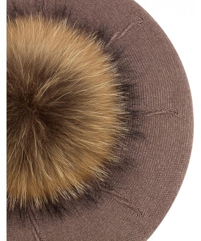 Plush Berets for Women Warm Solid Color Soft Elastic Winter Hats Girls Female Ladies Cap with Fur Pom Pom Light Gray B $17.97...