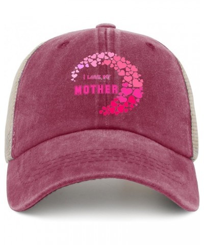 I Love My Mother Hat for Women Retro Mothers Day Denim Hat for Men AllBlack Cap Low Profile for Drivers Deep Rose $10.10 Base...