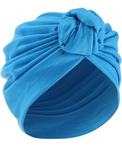 Womens Muslim Turban Hat Pre Tied Knot Head Wraps Bonnet Hat Cancer Cap Stretch Head Scarf Hair Cover Headband Blue $7.66 Sku...