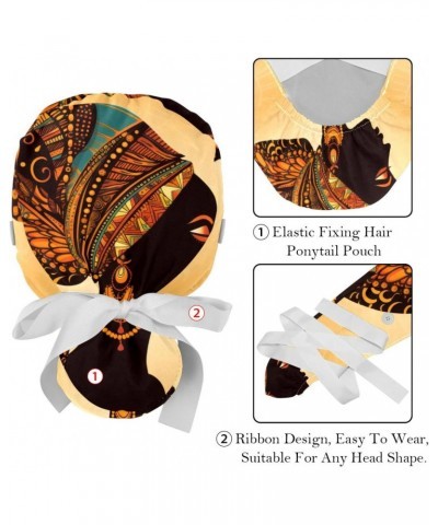 2-Pc Working Hat,Nursing Hat,Surgical Surgery Hats,Bouffant Tie Back Hats,Abstract African Woman Pattern $12.52 Skullies & Be...