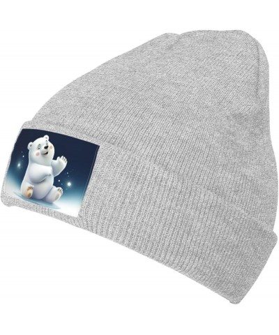 Cute White Bear Printed Beanie Hat for Women Men,Acrylic Knit Hats,Winter Warm Hats,Soft Knit Ski Hats Unisex Gray $11.76 Sku...