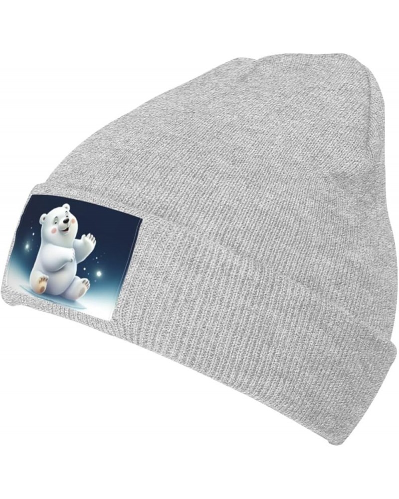 Cute White Bear Printed Beanie Hat for Women Men,Acrylic Knit Hats,Winter Warm Hats,Soft Knit Ski Hats Unisex Gray $11.76 Sku...