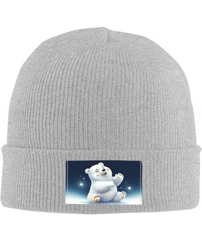 Cute White Bear Printed Beanie Hat for Women Men,Acrylic Knit Hats,Winter Warm Hats,Soft Knit Ski Hats Unisex Gray $11.76 Sku...