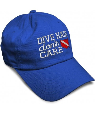 Soft Baseball Cap Dive Hair Don't Care Embroidery Humor Country Twill Cotton Dad Hats for Men & Women Royal Blue Design Only ...